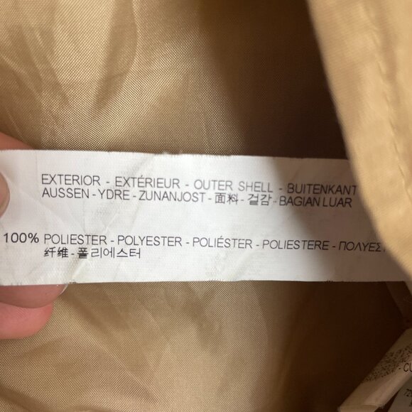 Zara Tan Quilted Puffer Jacket Faux Fur Hood Size L - Picture 8 of 9